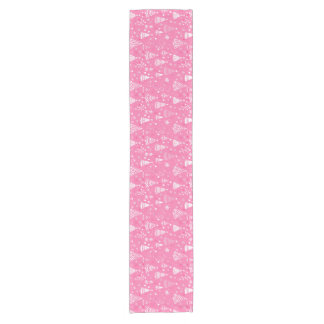 Camino De Mesa Corto Patrón de árbol de Navidad rosa minimalista