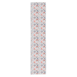 Camino De Mesa Corto Patrón de arte folclórico azul y rojo