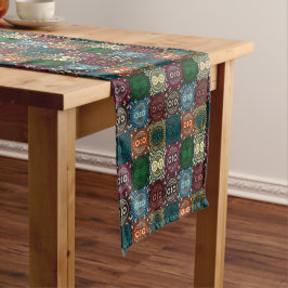 Camino De Mesa Corto Patrón de búho multicolor