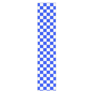 Camino De Mesa Corto Patrón de comprobación de blanco azul