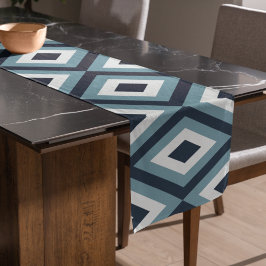 Camino De Mesa Corto Patrón de cuadrados azules