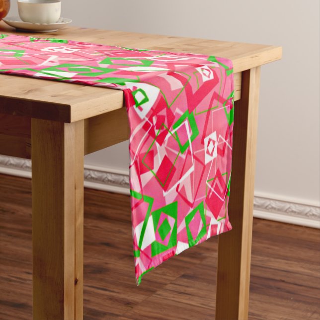 Camino De Mesa Corto Patrón de cuadrados retro (In Situ)