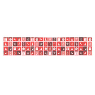 Camino De Mesa Corto Patrón de cuadrícula navideña roja moderna minimal