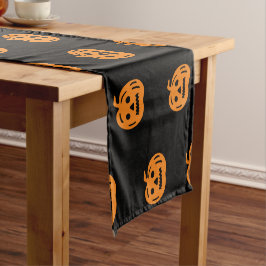 Camino De Mesa Corto Patrón de jack negro y naranja de Halloween