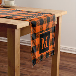 Camino De Mesa Corto Patrón de Naranja negro monograma personalizado ne