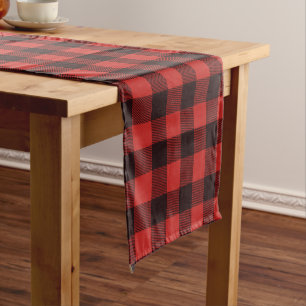 Camino De Mesa Corto Patrón de rojos y negros rojos y rojos de hinojo