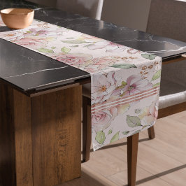 Camino De Mesa Corto Patrón de rosas rosa pastel vintage