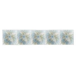 Camino De Mesa Corto Patrón de sueño floral abstracto azul caqui fracta