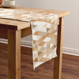 Camino De Mesa Corto Patrón de triángulo moderno marfil gris beige marr