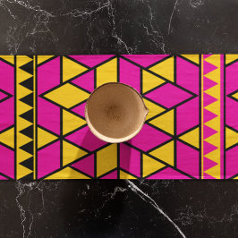 Camino De Mesa Corto Patrón de triángulos rosa y amarillo