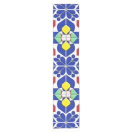 Camino De Mesa Corto Patrón floral geométrico inspirado en colores