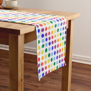 Camino De Mesa Corto Patrón moderno de puntos de polca arcoiris colorid