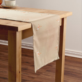 Camino De Mesa Corto Peach elegant floral butterfly pattern table runne