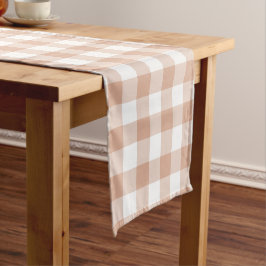 Camino De Mesa Corto Peach Plaid Gingham Retro Color Table Runner