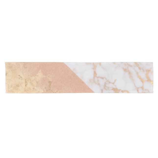 Camino De Mesa Corto Peachy Marble Elegance (Horizontal)