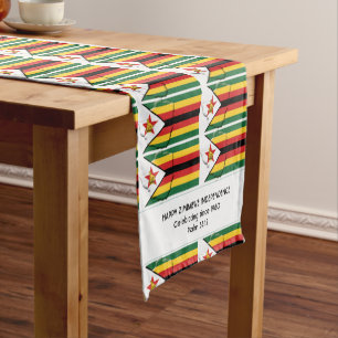 Camino De Mesa Corto Personalizable de mapa de la bandera de ZIMBABWE