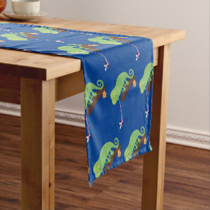 Camino De Mesa Corto Personalizado de lagarto de camaleón verde lindo