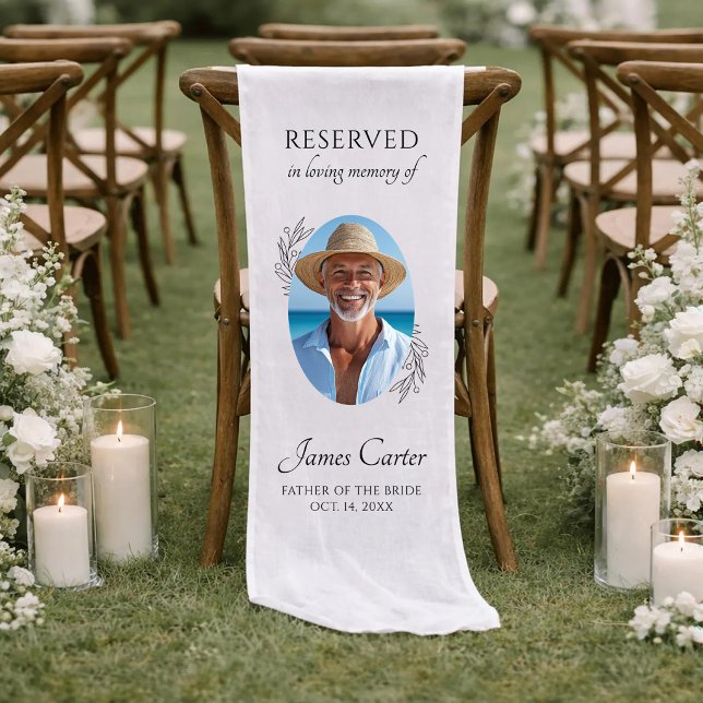 Camino De Mesa Corto Personalized Wedding Memorial Photo Chair Banner (Subido por el creador)