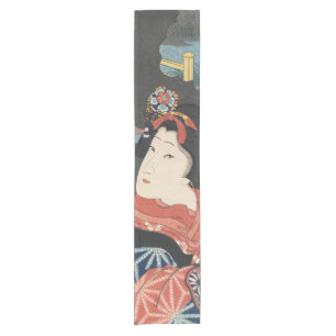Camino De Mesa Corto Pintura japonesa colorida del vintage de la mujer