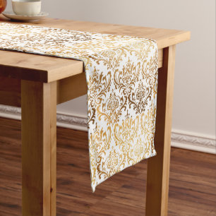 Camino De Mesa Corto PixDezines Rossi Damask/Golden Tone