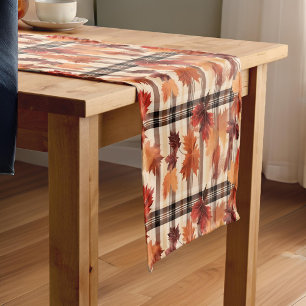 Camino De Mesa Corto Plaid Fall Autumn Leaves