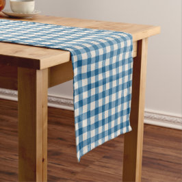 Camino De Mesa Corto Plaid Imperfecto Dibujado a Mano Granja Azul Cerúl