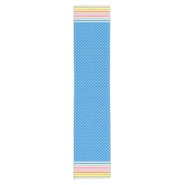 Camino De Mesa Corto Polka Dot and Stripe Pattern Colorful Moderno