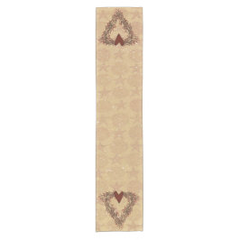 Camino De Mesa Corto Primitive Pip Berry Heart Wreath Table Runner