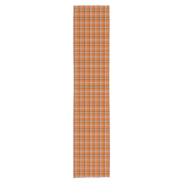 Camino De Mesa Corto Pumpkin Orange Plaid Retro Color Table Runner