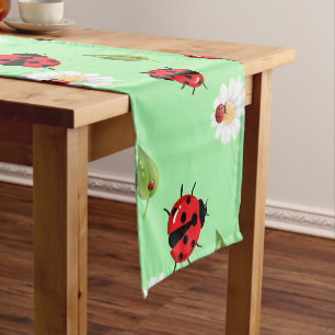 Camino De Mesa Corto Punto de polka rojo lindo Ladybug flor verano Girl