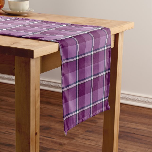 Camino De Mesa Corto Purple and Trendy Pink Plaid (In Situ)