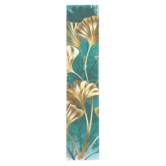 Camino De Mesa Corto Rama con hojas doradas Ginko Biloba (Anverso)