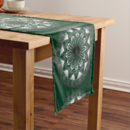 Camino De Mesa Corto Ramadan Mandala Dark Green Table Runner