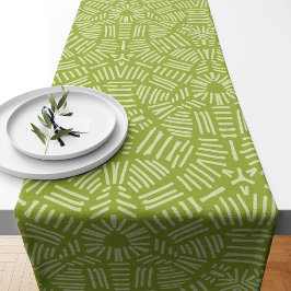 Camino De Mesa Corto Rayas de doodle de patrón verde moderno de Guay