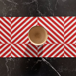 Camino De Mesa Corto Rayas diagonales rojas blancas