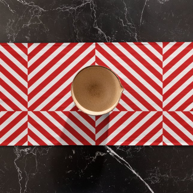 Camino De Mesa Corto Rayas diagonales rojas blancas (table runner)