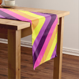 Camino De Mesa Corto Rayas Retro Púrpura Rosa Correa De Mesa Pequeña
