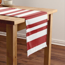 Camino De Mesa Corto Rayas rojas y blancas festivas