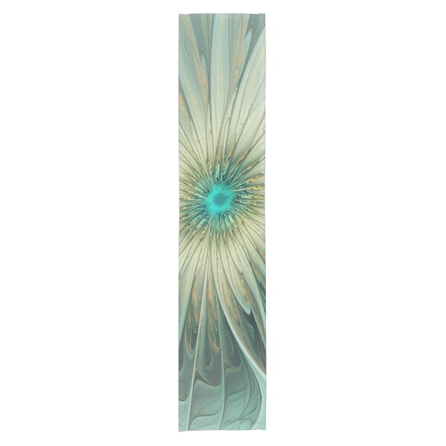 Camino De Mesa Corto Resumen Sage Green Fantasy Flower Fractal Art (Anverso)