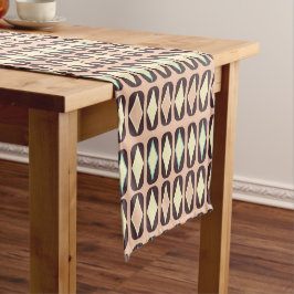 Camino De Mesa Corto Retro geometric pattern with brown, yellow, blue