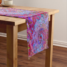 Camino De Mesa Corto Retro Groovy Resumen Lavender y Mágenta Swirl