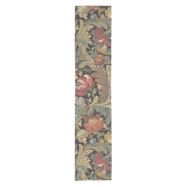 Camino De Mesa Corto Rich Floral Tapestry Brocade Antiguo Clásico (Anverso)