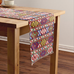 Camino De Mesa Corto Rojo Azul Verde Amarillo Blanco Rumbo Kilim