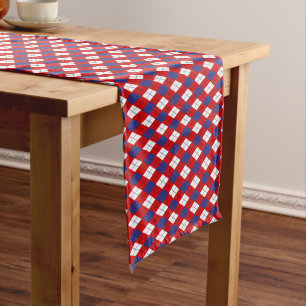 Camino De Mesa Corto ROJO, blanco, azul Argyle 1-COTTON TABLE RUNNER 14