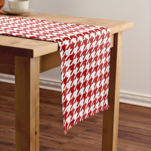 Camino De Mesa Corto Rojo moderno Houndstooth de la baya