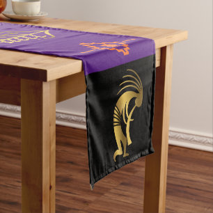 Camino De Mesa Corto Ropa de mesa de Kokopelli negro púrpura del suroes