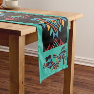 Camino De Mesa Corto Ropa de mesa de Kokopelli negro Verde azulado del