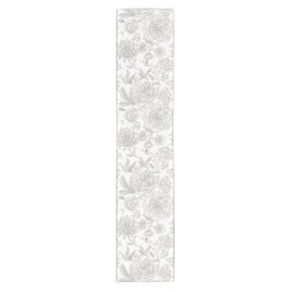 Camino De Mesa Corto Rosas grises neutrales con flores de boho de moda