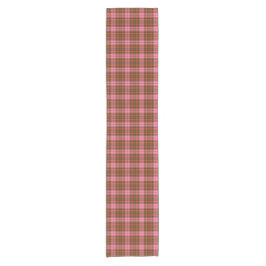Camino De Mesa Corto Rust Pink Plaid Tartan Retro Color Table Runner