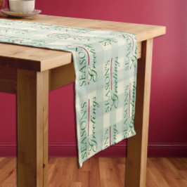 Camino De Mesa Corto Saludos de temporada a los Navidades de Gingham